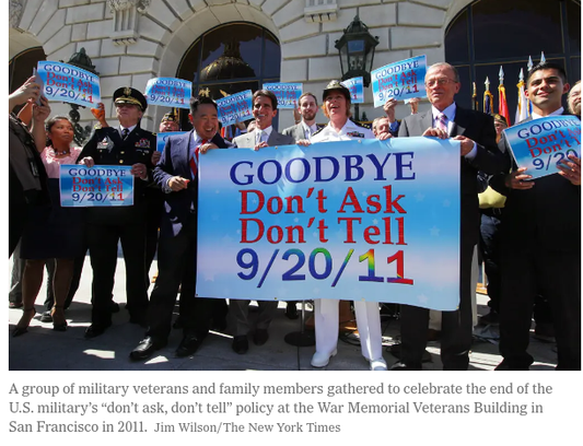 Pentagon to Give Honorable Discharges to Some Kicked Out Under ‘Don’t Ask, Don’t Tell' - published 10/23/2024